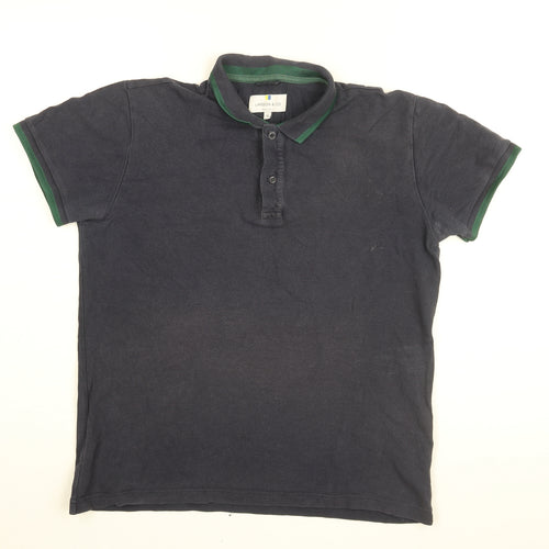 Larsson & Co Mens Blue Cotton Polo Size M Collared Button