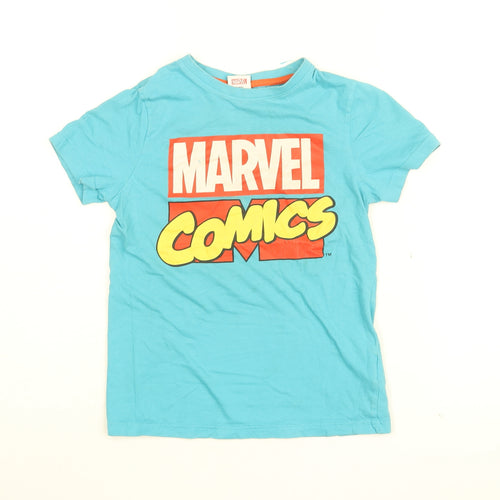 Marvel Comics Boys Blue Cotton Basic T-Shirt Size 8-9 Years Round Neck Pullover - Marvel Comics