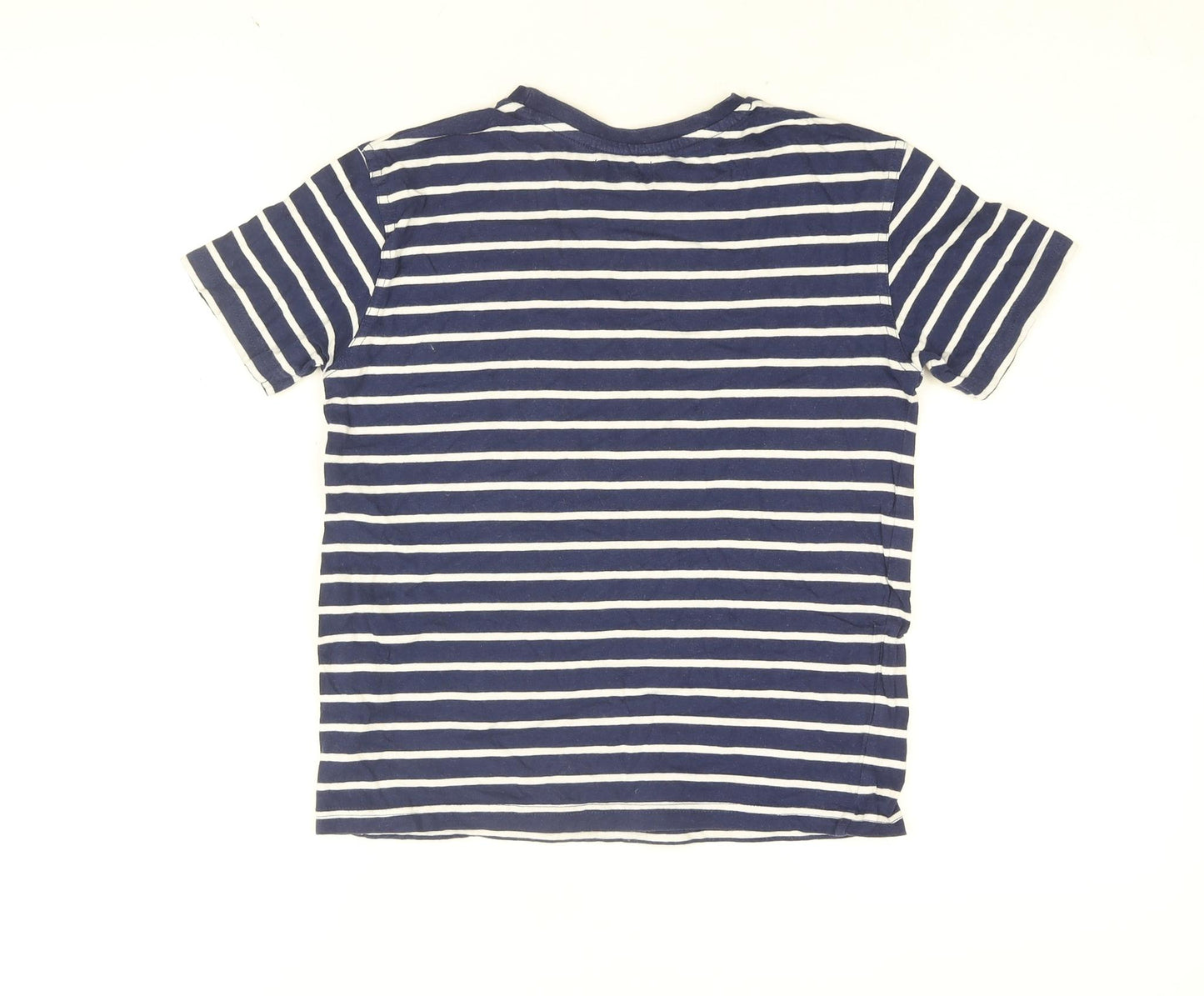 Ben Sherman Boys Blue Striped Cotton Basic T-Shirt Size 10-11 Years Round Neck Pullover