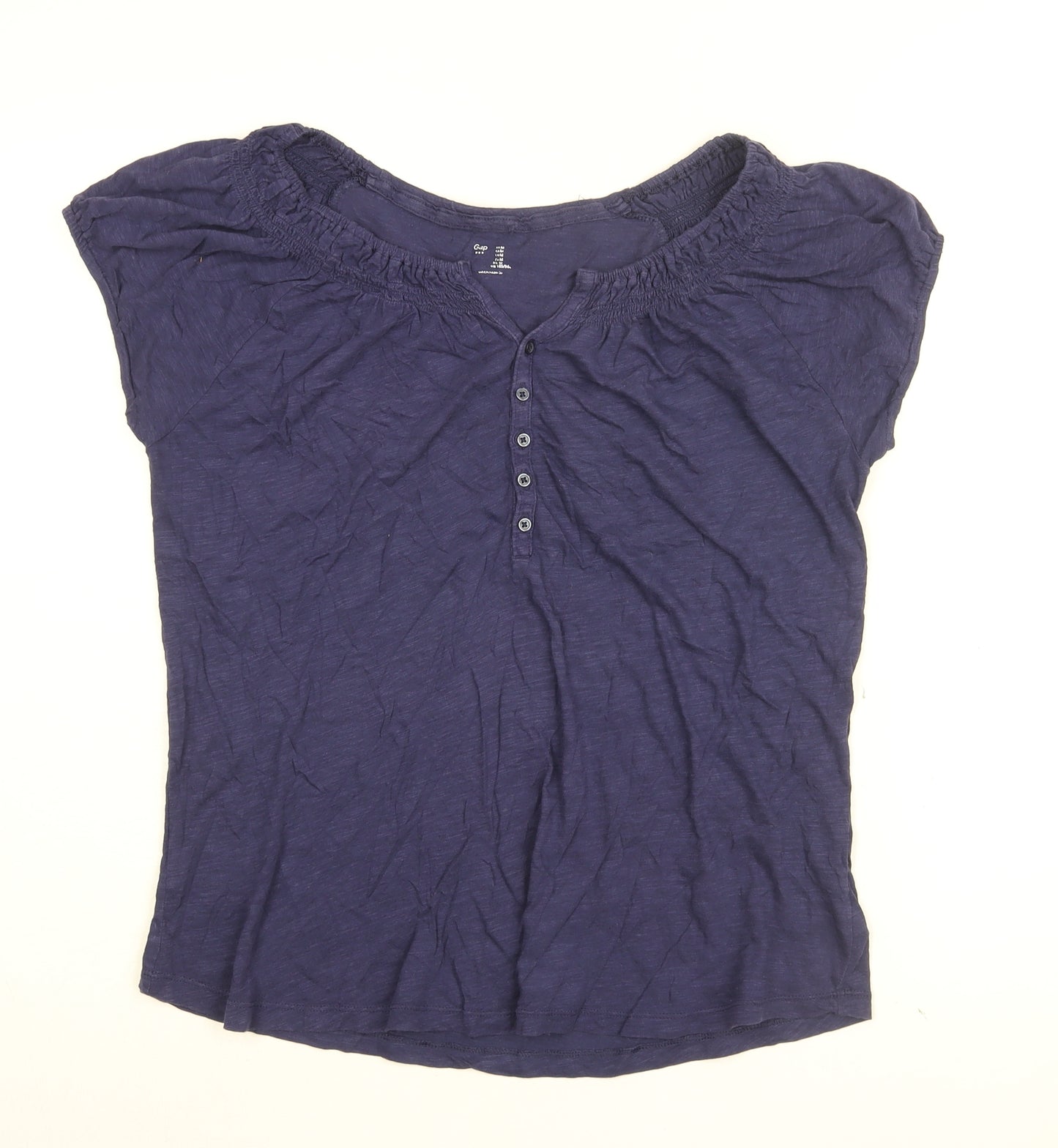 Gap Womens Blue Cotton Basic T-Shirt Size M Round Neck