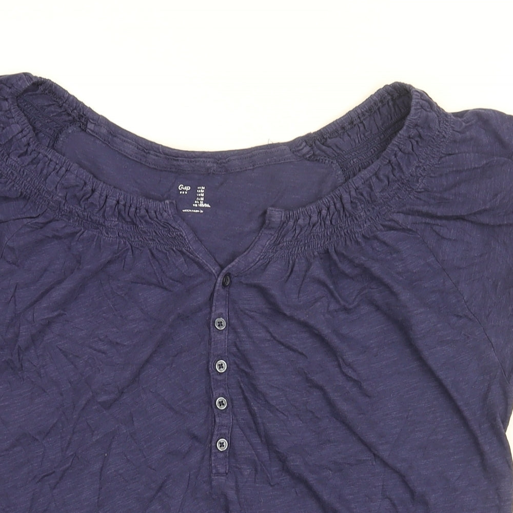 Gap Womens Blue Cotton Basic T-Shirt Size M Round Neck