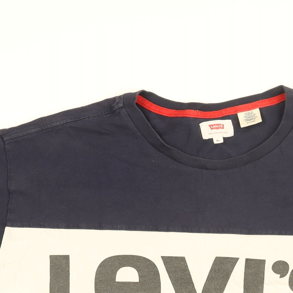 Levi's Mens Blue Cotton T-Shirt Size XL Round Neck - Levi's