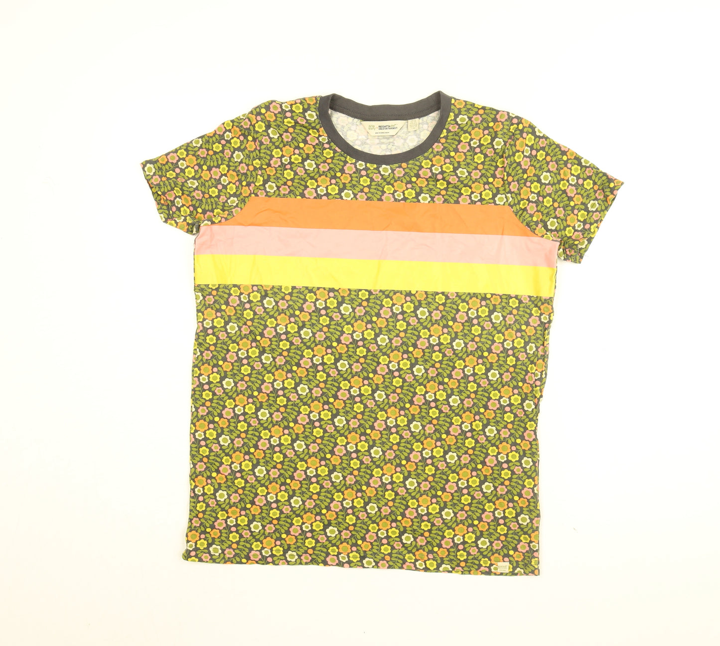 Regatta Womens Multicoloured Floral Cotton Basic T-Shirt Size 10 Round Neck