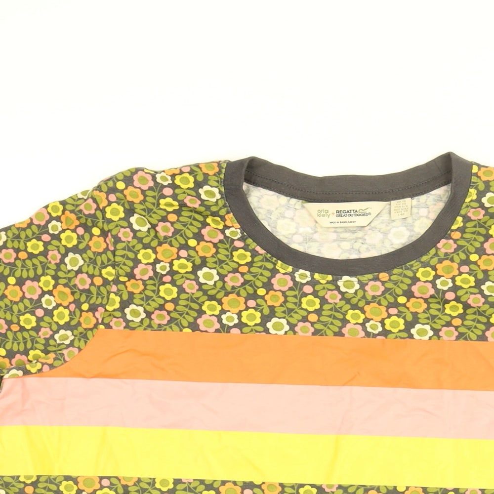 Regatta Womens Multicoloured Floral Cotton Basic T-Shirt Size 10 Round Neck