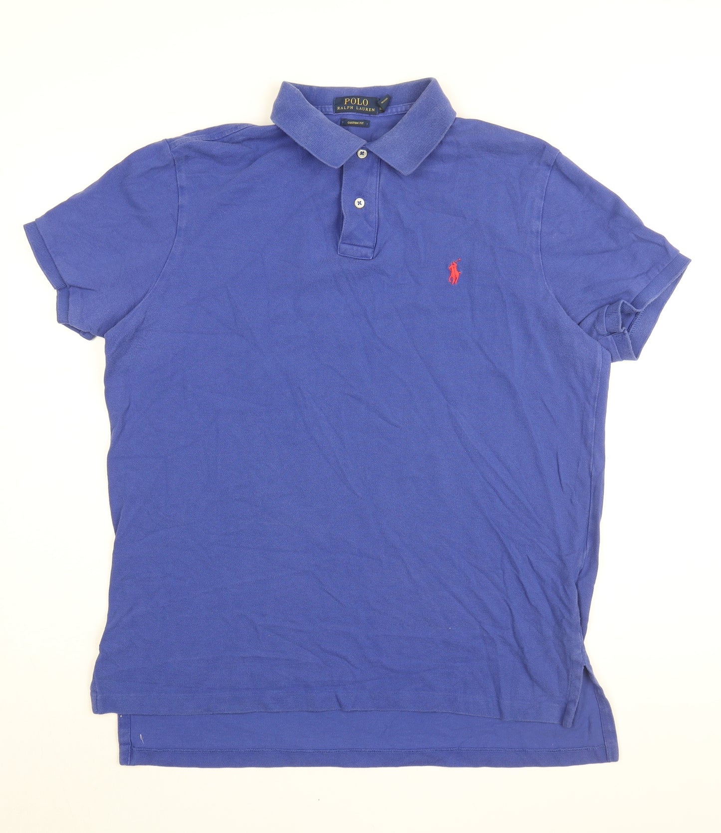 Polo Ralph Lauren Mens Blue Cotton Polo Size L Collared Button