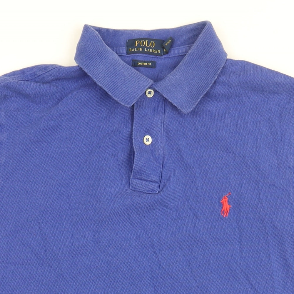 Polo Ralph Lauren Mens Blue Cotton Polo Size L Collared Button