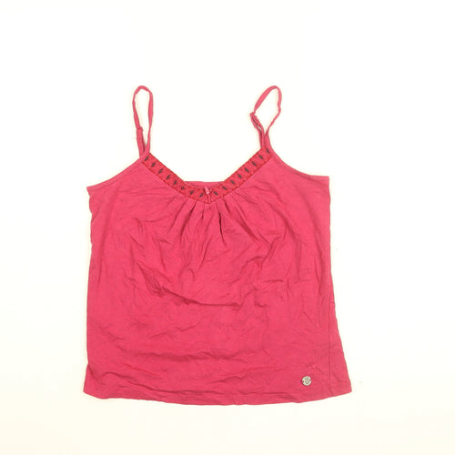 Betty Jackson Black Womens Pink Cotton Camisole T-Shirt Size 10 V-Neck