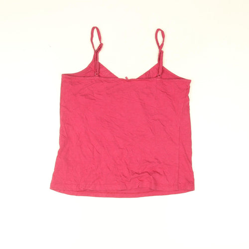 Betty Jackson Black Womens Pink Cotton Camisole T-Shirt Size 10 V-Neck