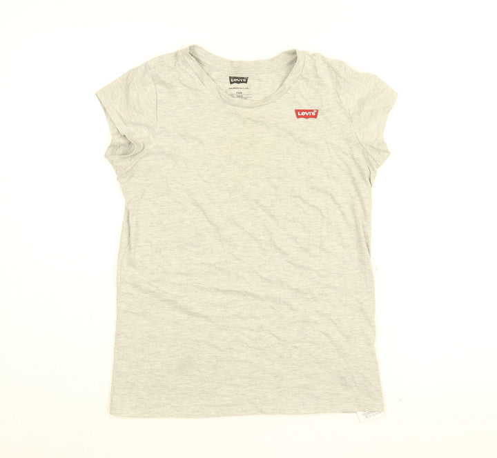Levi's Girls Grey Cotton Basic T-Shirt Size 14 Years Round Neck Pullover