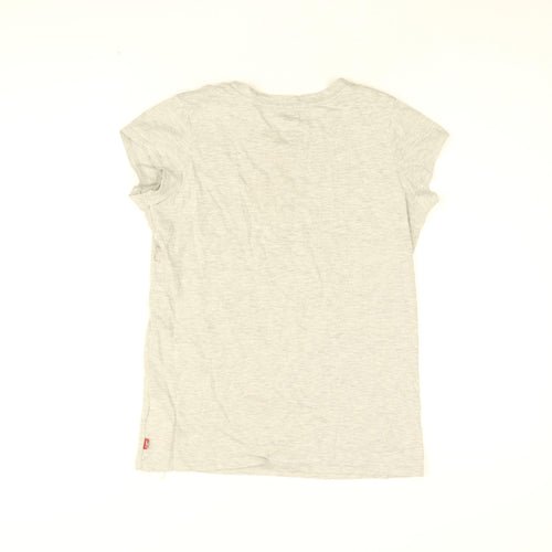 Levi's Girls Grey Cotton Basic T-Shirt Size 14 Years Round Neck Pullover