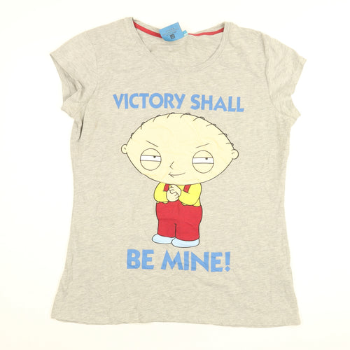 Family Guy Womens Grey Cotton Basic T-Shirt Size 20 Round Neck - Victory Shall Be Mine!