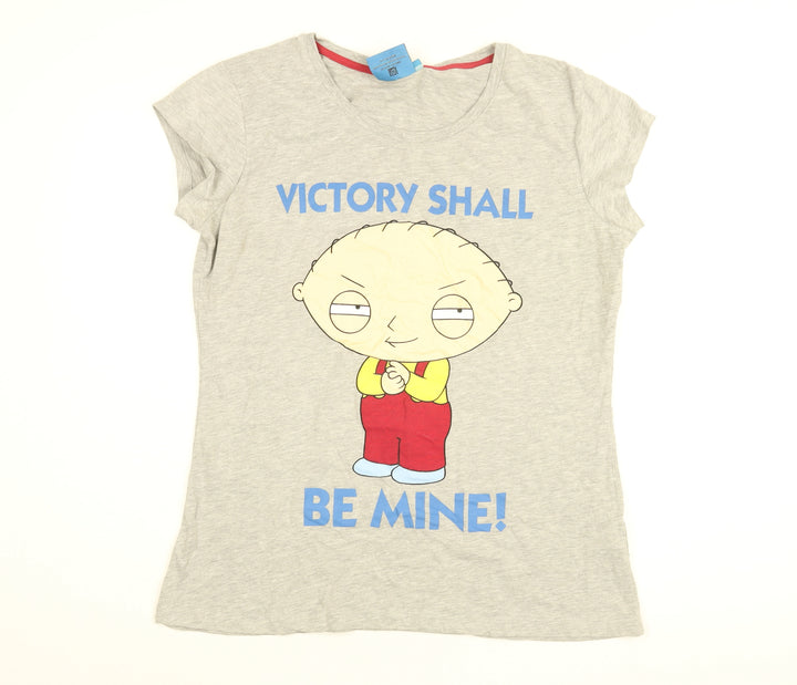 Family Guy Womens Grey Cotton Basic T-Shirt Size 20 Round Neck - Victory Shall Be Mine!