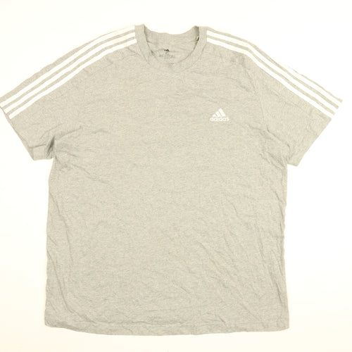 adidas Mens Grey Cotton T-Shirt Size XL Round Neck