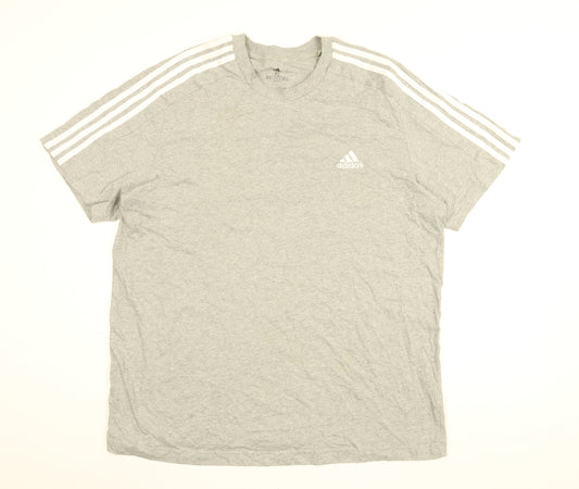 adidas Mens Grey Cotton T-Shirt Size XL Round Neck