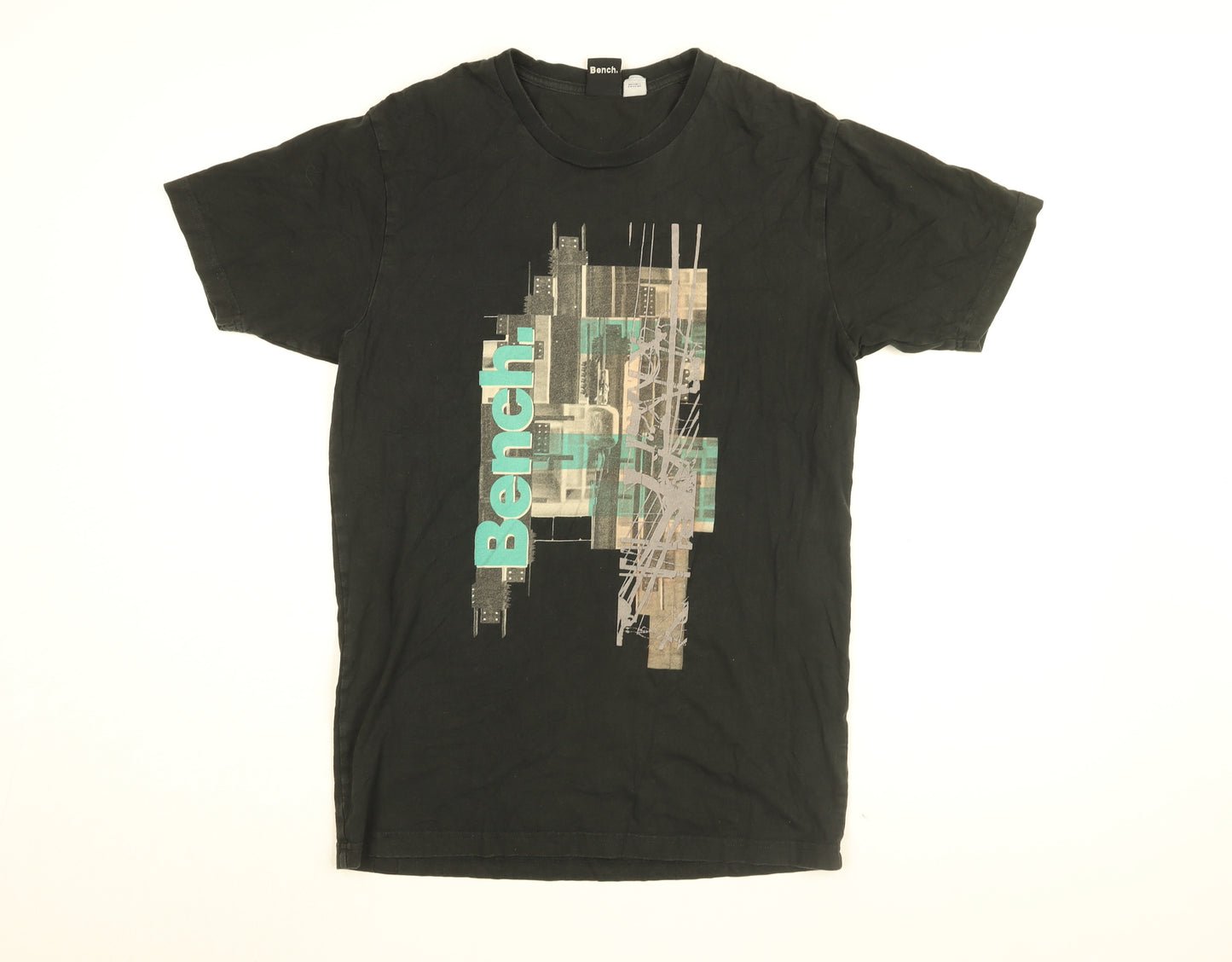 Bench Mens Black Cotton T-Shirt Size S Round Neck - Bench