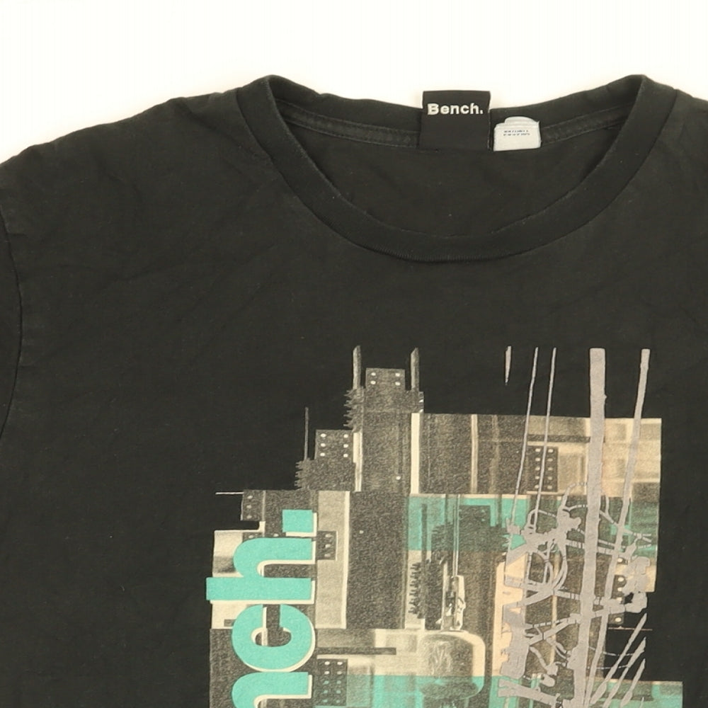 Bench Mens Black Cotton T-Shirt Size S Round Neck - Bench