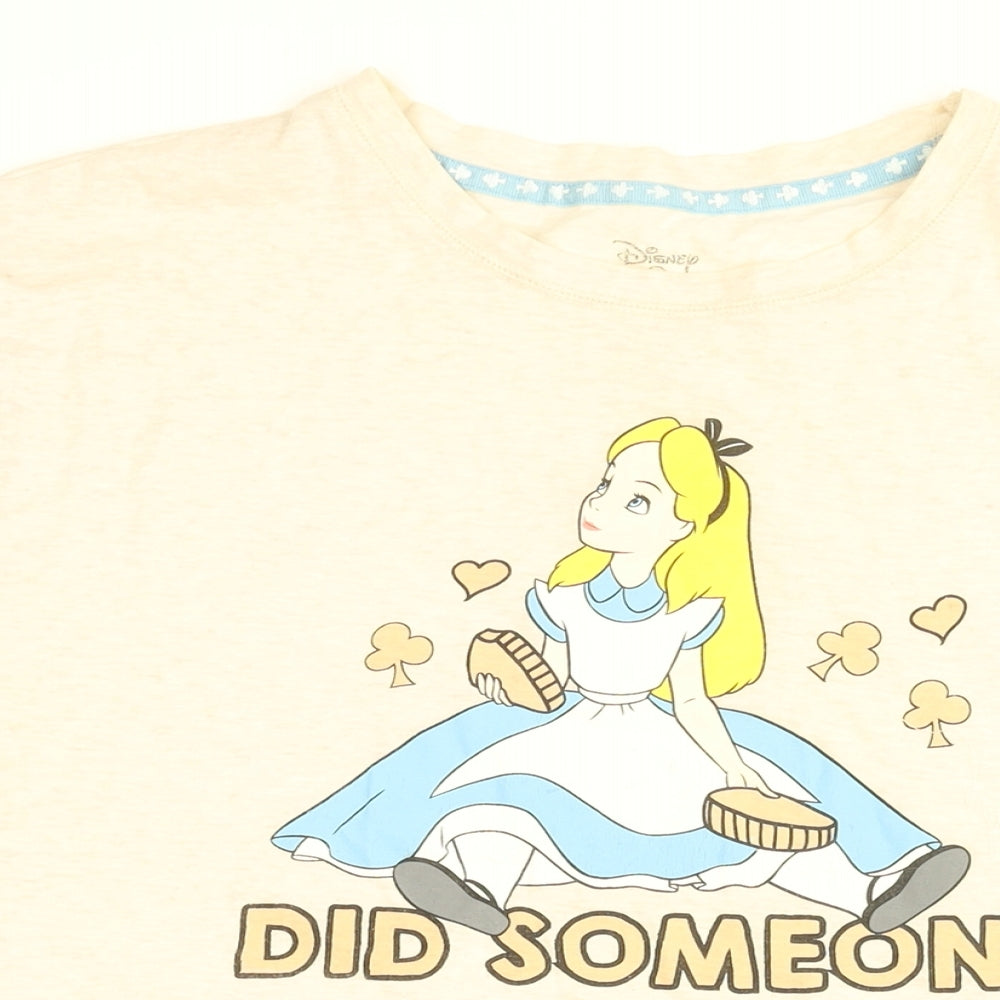 Disney Womens Beige Solid Cotton Top Dress Size XL - Alice In Wonderland, Did Someone Say Coffee?