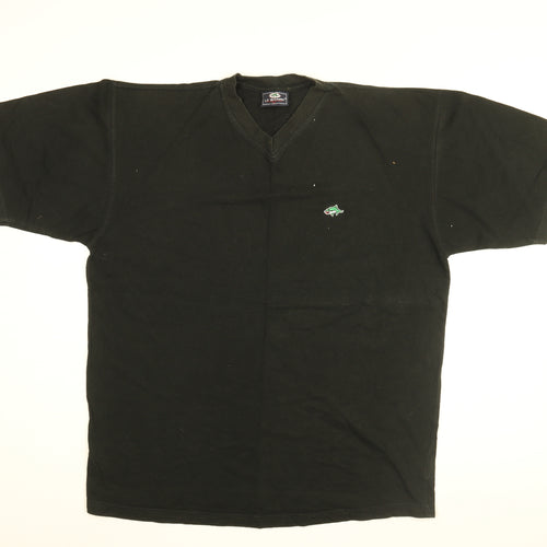 Le Shark Mens Black Cotton T-Shirt Size L V-Neck
