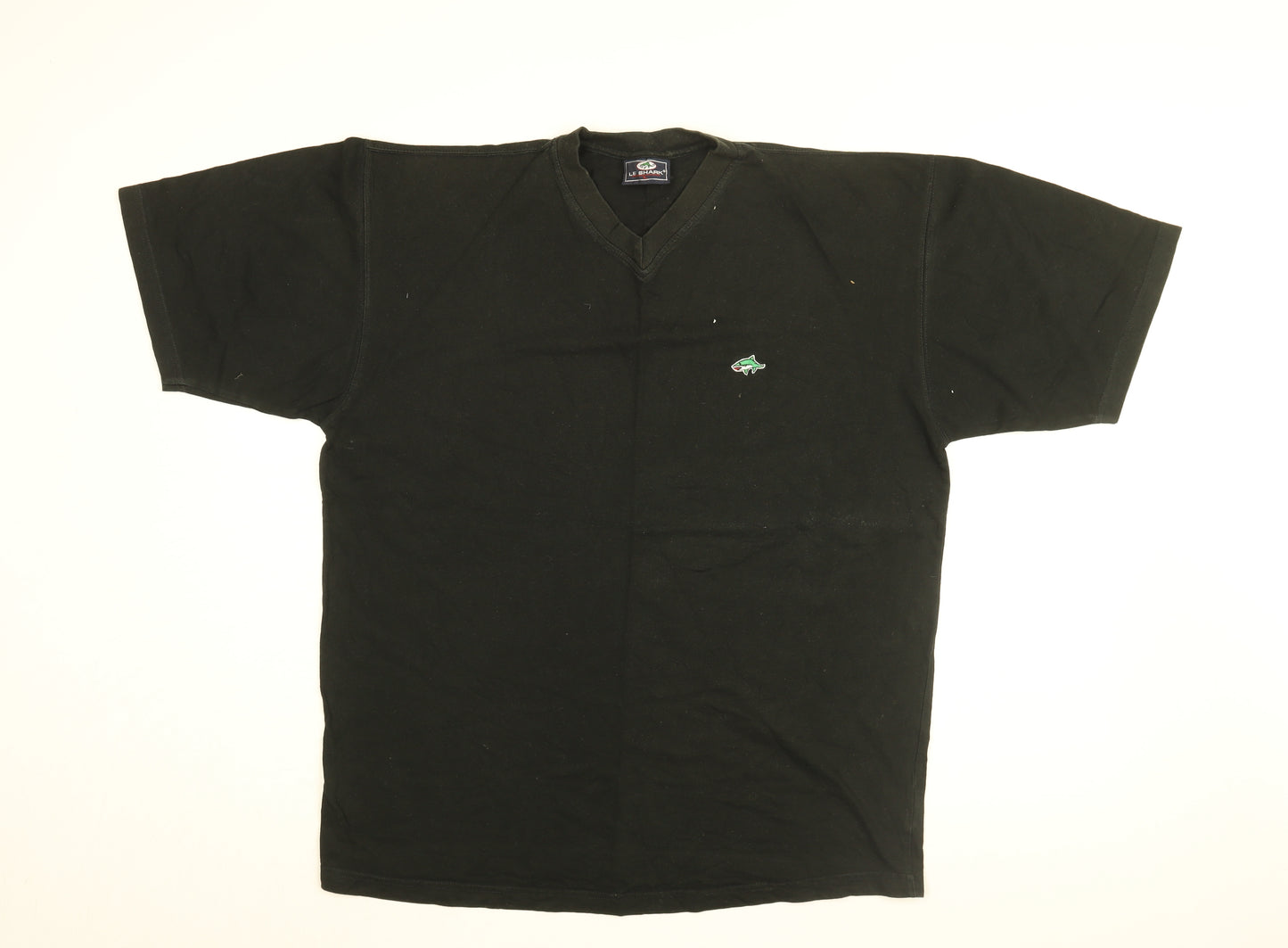 Le Shark Mens Black Cotton T-Shirt Size L V-Neck