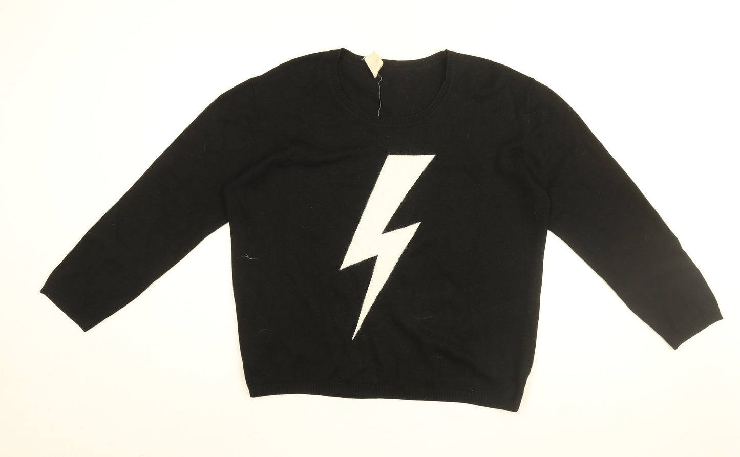 Hush Womens Black Round Neck Bamboo Pullover Jumper Size XL - Lightning Bolt