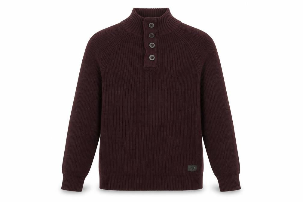 Brave Soul Mens Purple High Neck Cotton Pullover Jumper Size M Long Sleeve