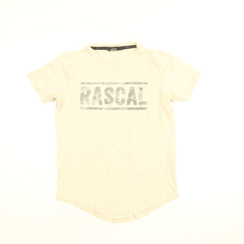Rascal Boys Ivory Cotton Basic T-Shirt Size L Round Neck Pullover - Rascal