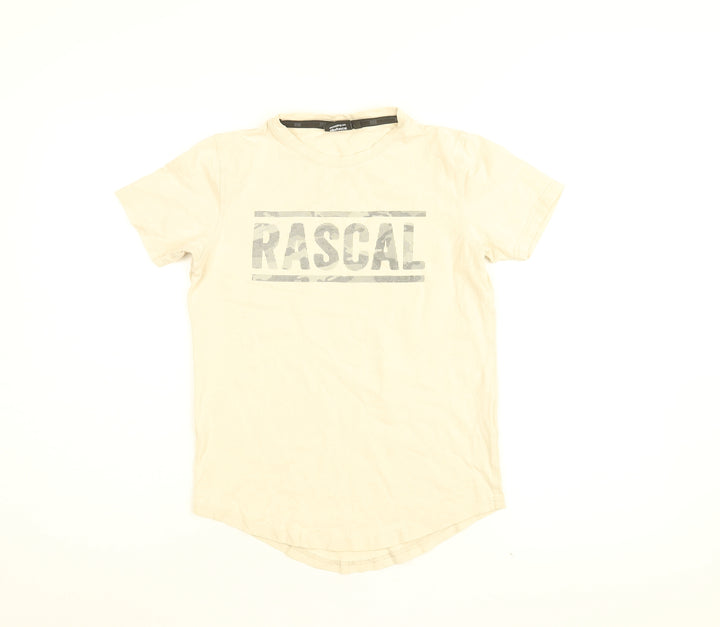 Rascal Boys Ivory Cotton Basic T-Shirt Size L Round Neck Pullover - Rascal