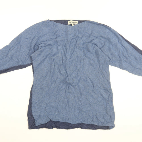 Collezione Gaia Womens Blue Wool Basic T-Shirt Size S Boat Neck
