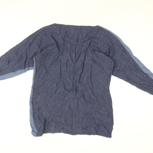 Collezione Gaia Womens Blue Wool Basic T-Shirt Size S Boat Neck