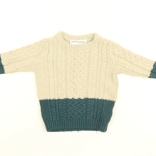 Minoti Baby Beige Acrylic Pullover Jumper Size 12-18 Months Pullover