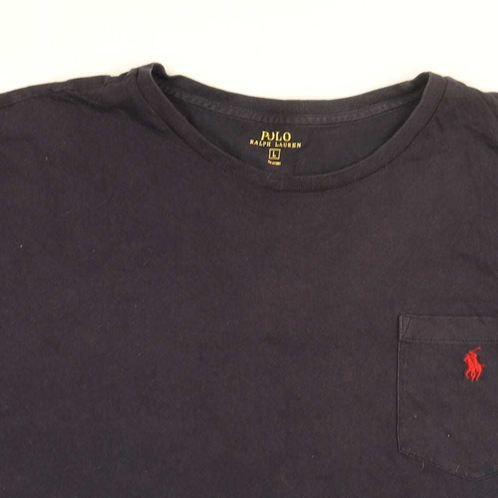Polo Ralph Lauren Mens Blue Cotton T-Shirt Size L Round Neck