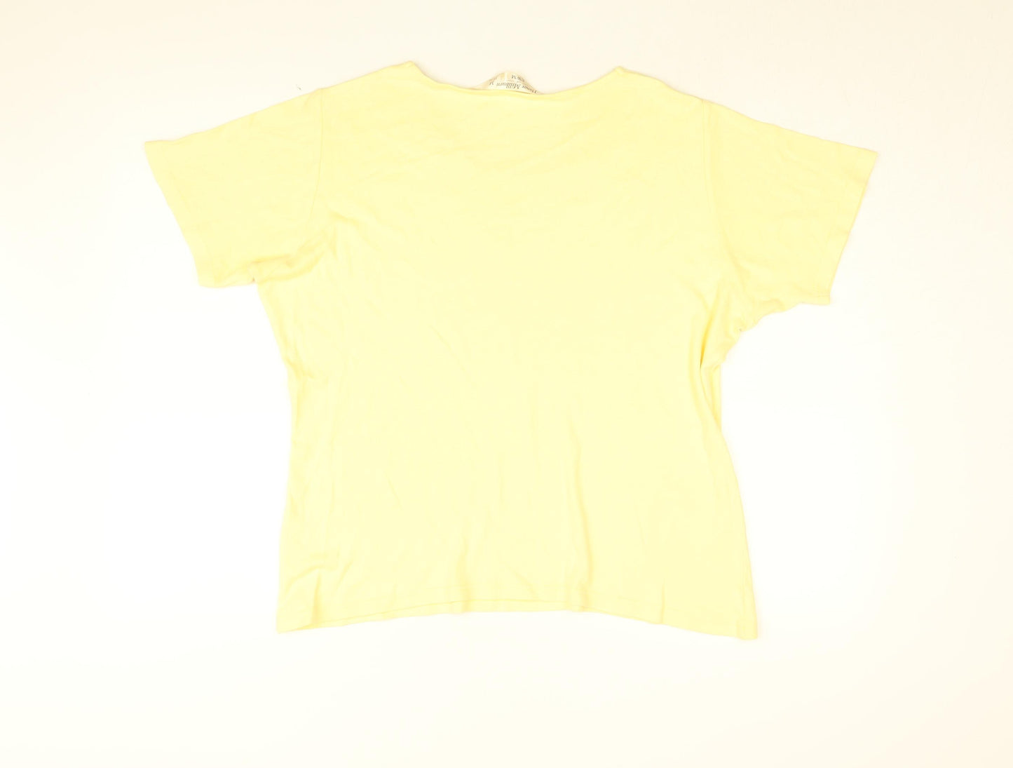 Honor Millburn Womens Yellow Floral Cotton Basic T-Shirt Size 14 V-Neck - Size 14-16