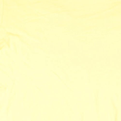 Honor Millburn Womens Yellow Floral Cotton Basic T-Shirt Size 14 V-Neck - Size 14-16