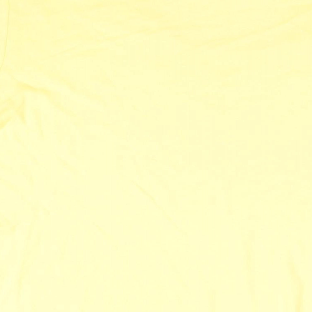 Honor Millburn Womens Yellow Floral Cotton Basic T-Shirt Size 14 V-Neck - Size 14-16