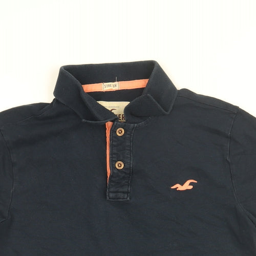 Hollister Mens Blue Cotton Polo Size XS Collared Button