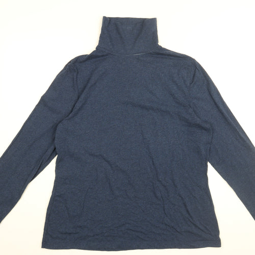 Seasalt Womens Blue Cotton Basic T-Shirt Size 18 High Neck