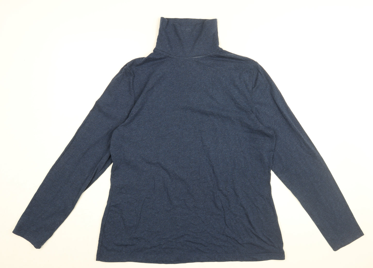 Seasalt Womens Blue Cotton Basic T-Shirt Size 18 High Neck