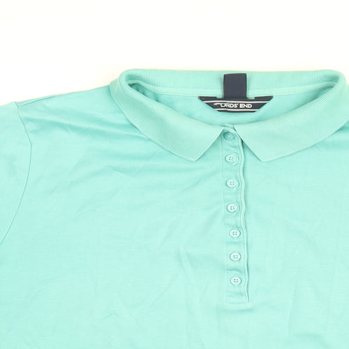 Lands' End Mens Blue Cotton T-Shirt Size M Collared