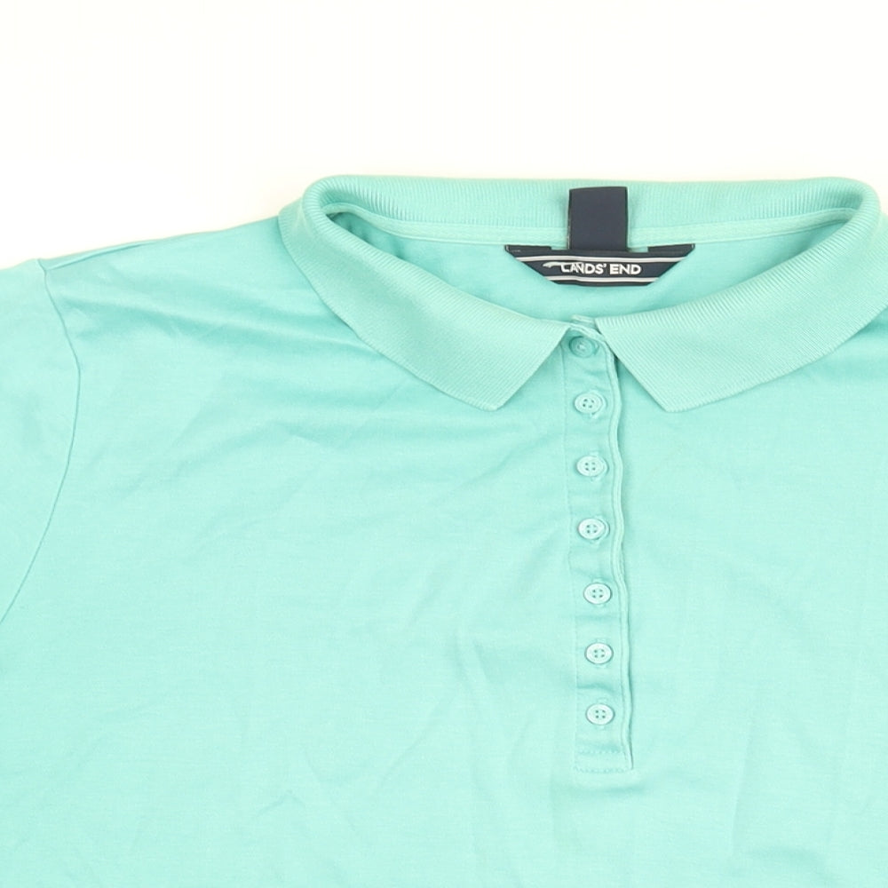 Lands' End Mens Blue Cotton T-Shirt Size M Collared