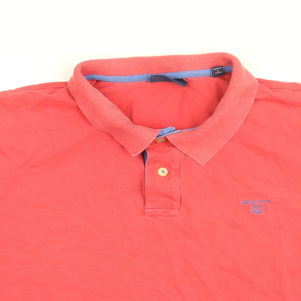 GANT Mens Red Cotton Polo Size L Collared Button