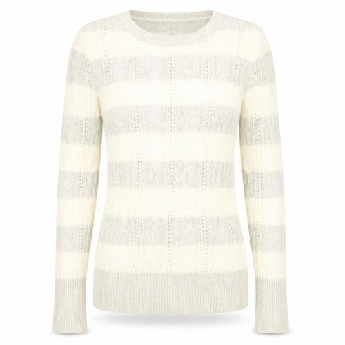 Believers in Aphorism Womens White Round Neck Striped Nylon Pullover Jumper Size 12