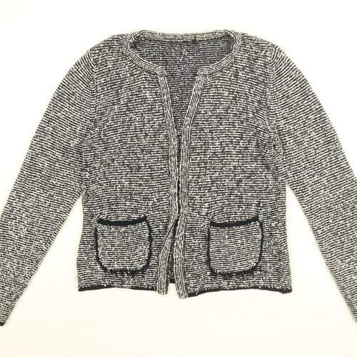 Olsen Womens Blue Geometric Jacket Size 12 Hook & Eye