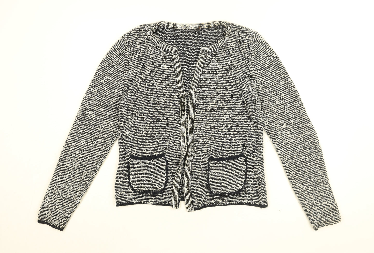 Olsen Womens Blue Geometric Jacket Size 12 Hook & Eye