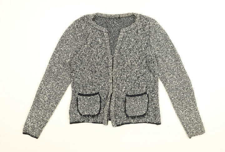 Olsen Womens Blue Geometric Jacket Size 12 Hook & Eye