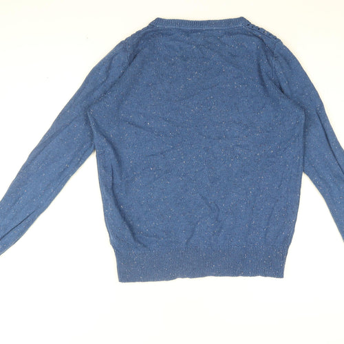 Red Herring Womens Blue Round Neck Cotton Pullover Jumper Size 14