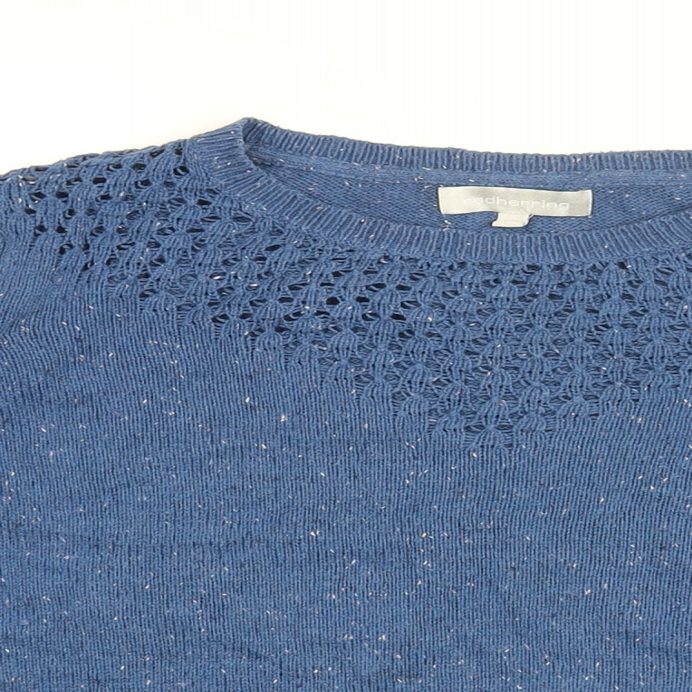 Red Herring Womens Blue Round Neck Cotton Pullover Jumper Size 14