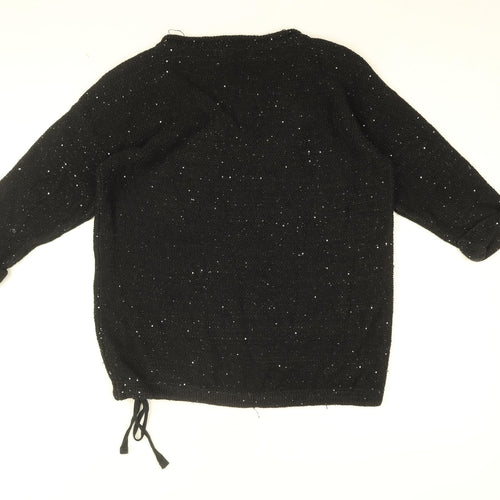 DKNY Womens Black V-Neck Cotton Pullover Jumper Size S