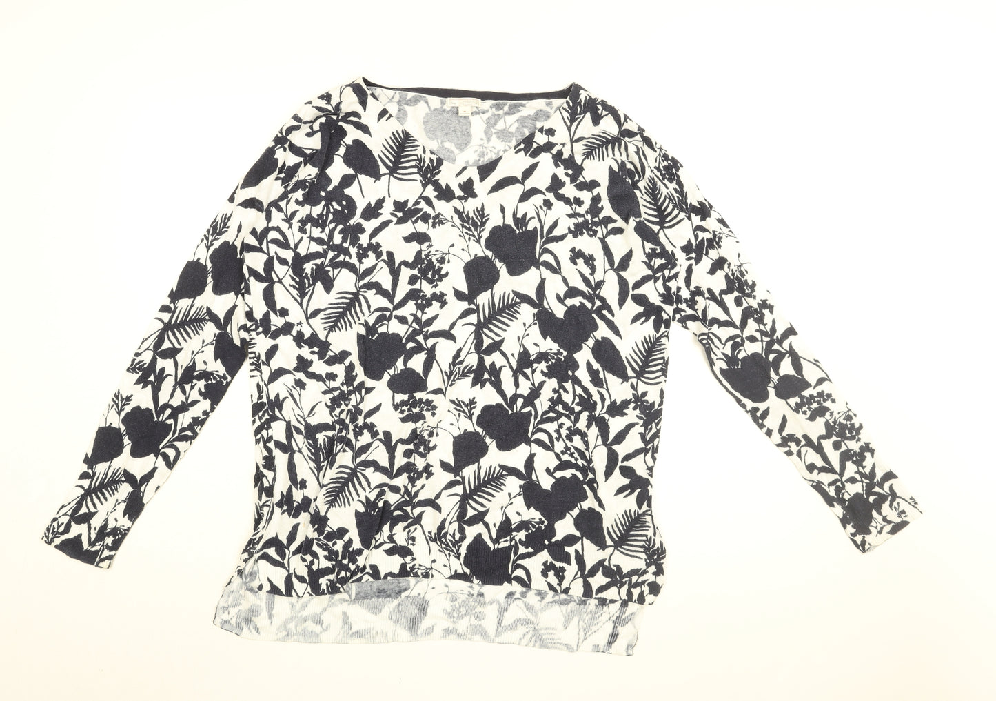 Gap Womens White Floral Cotton Basic T-Shirt Size M Round Neck