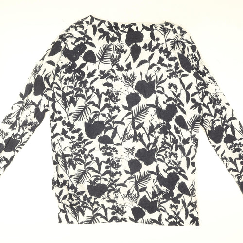 Gap Womens White Floral Cotton Basic T-Shirt Size M Round Neck