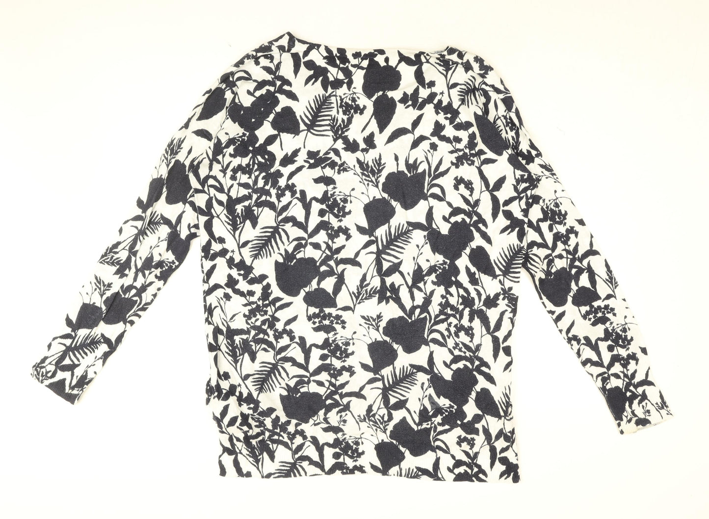 Gap Womens White Floral Cotton Basic T-Shirt Size M Round Neck